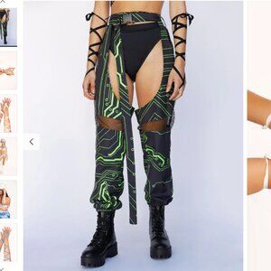 iHeartRaves Cyber Matrix Cut Out Pants Size 2X
